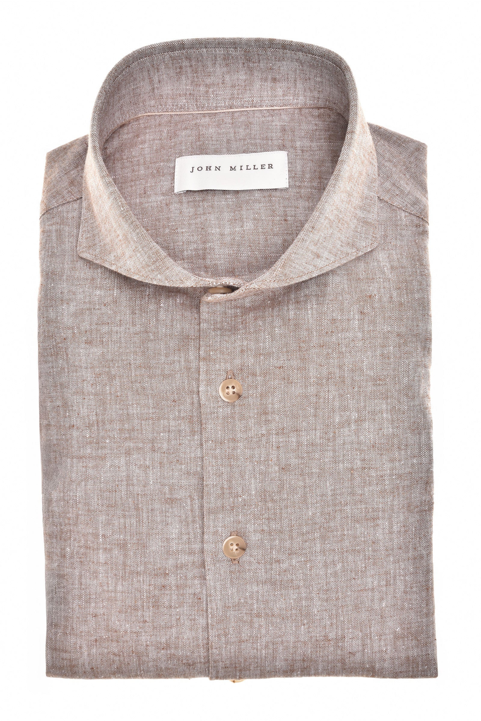 John Miller Shirt Linnen - Bruin
