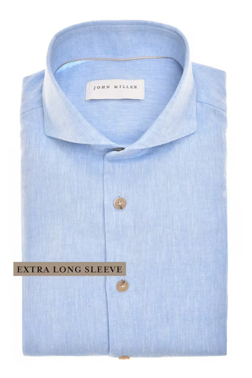 John Miller Shirt Linnen - Lichtblauw