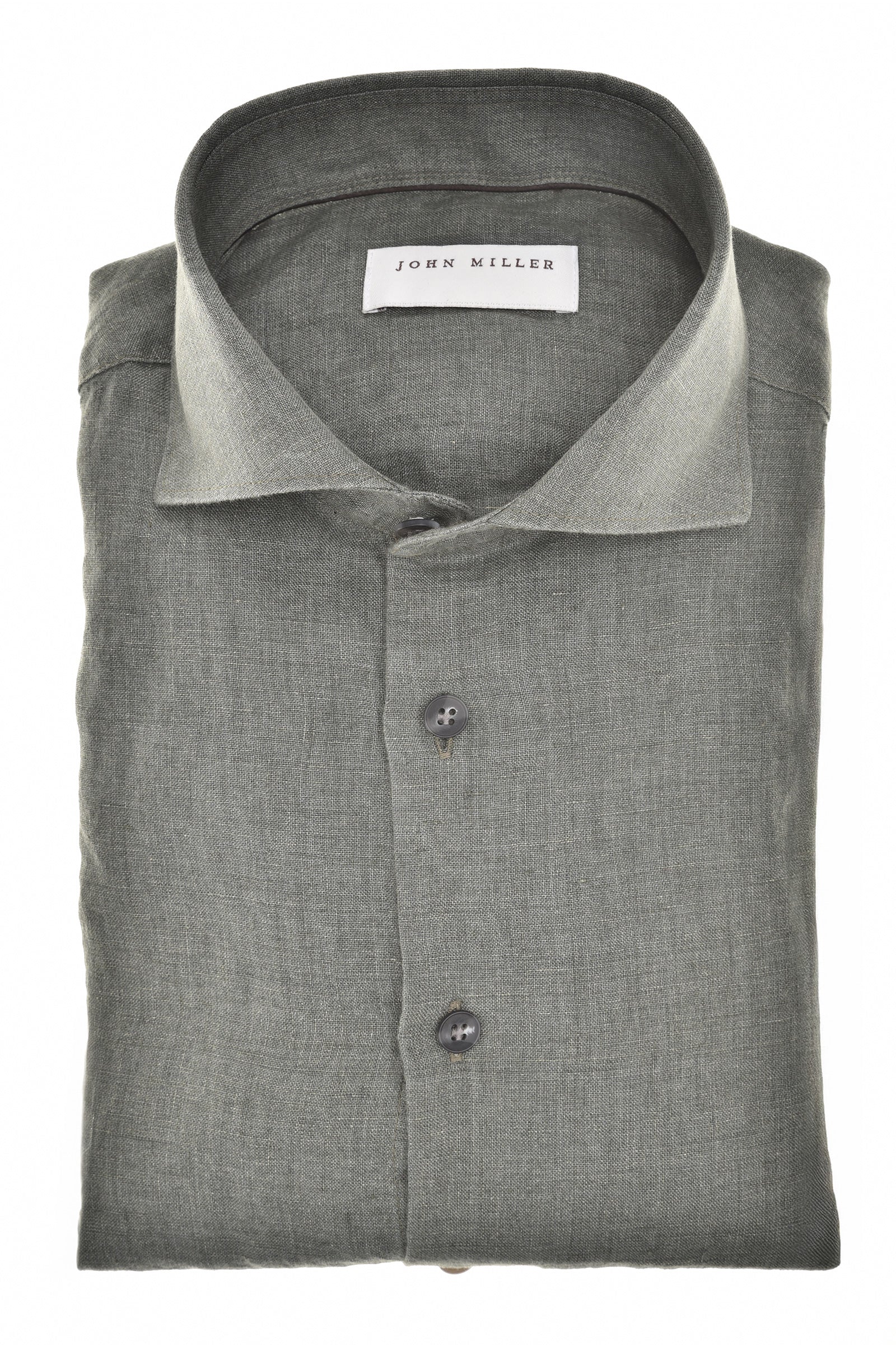John Miller Shirt Linnen - Donkergroen