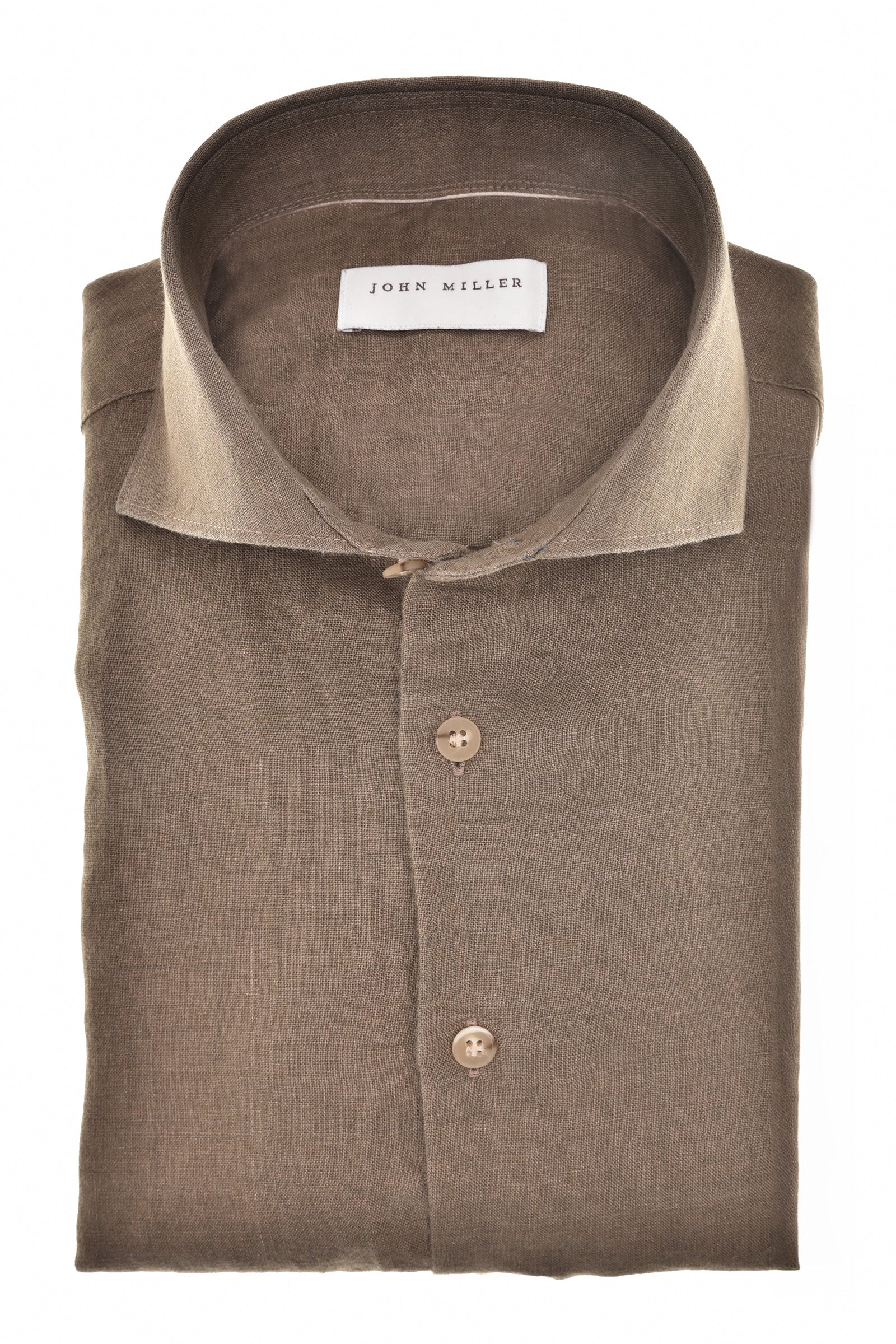John Miller Shirt Linnen - Bruin