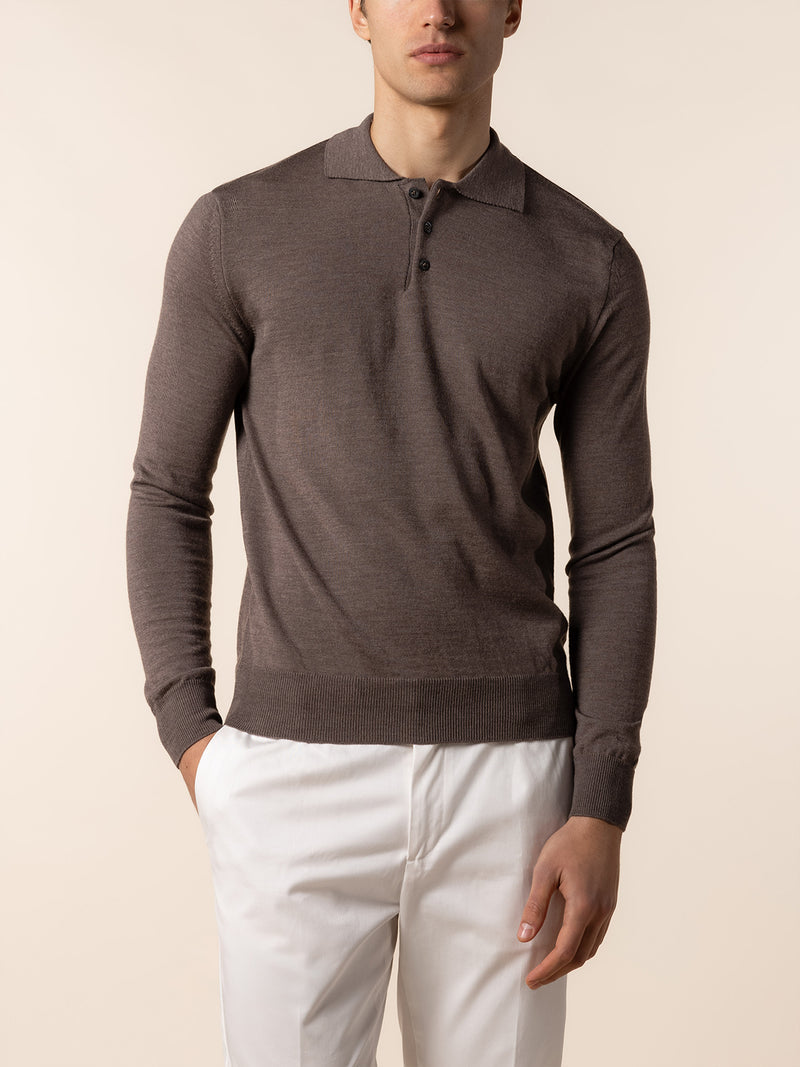Aurelien Polo Shirt Lange Mouw - Lichtgrijs