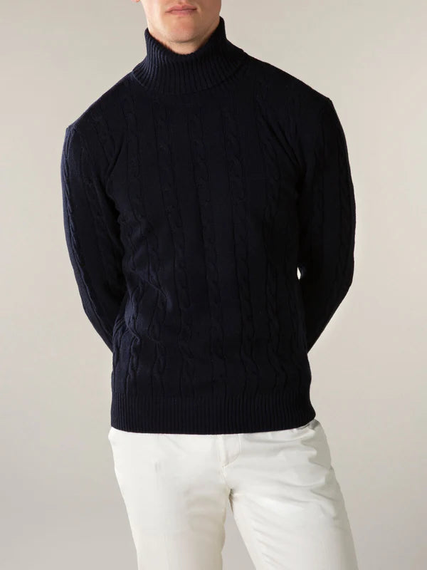 Aurelien Trui Ronde Hals - Marine blauw