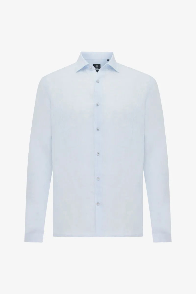Genti Shirt Linnen - Lichtblauw