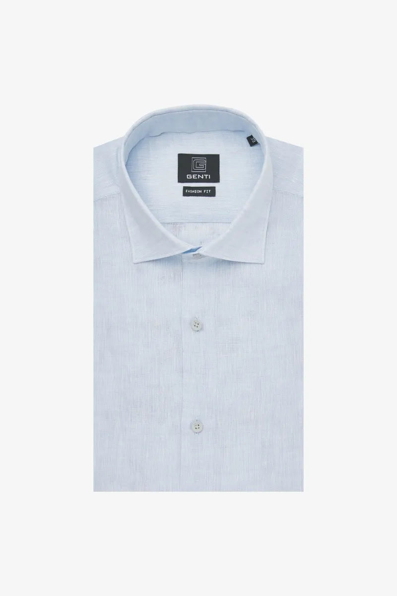 Genti Shirt Linnen - Lichtblauw