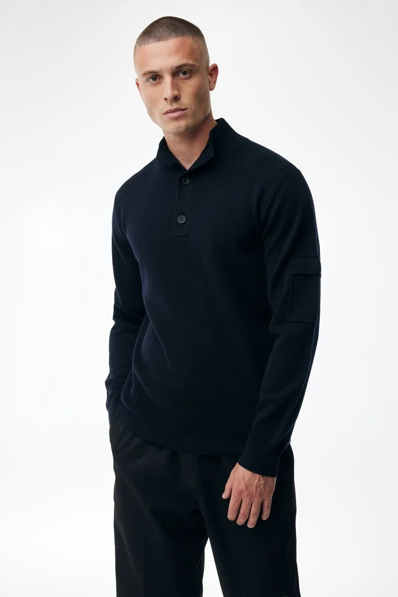 Genti Trui Turtle Neck - Marine blauw