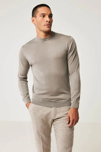 Gentiluomo Trui Ronde Hals - Taupe