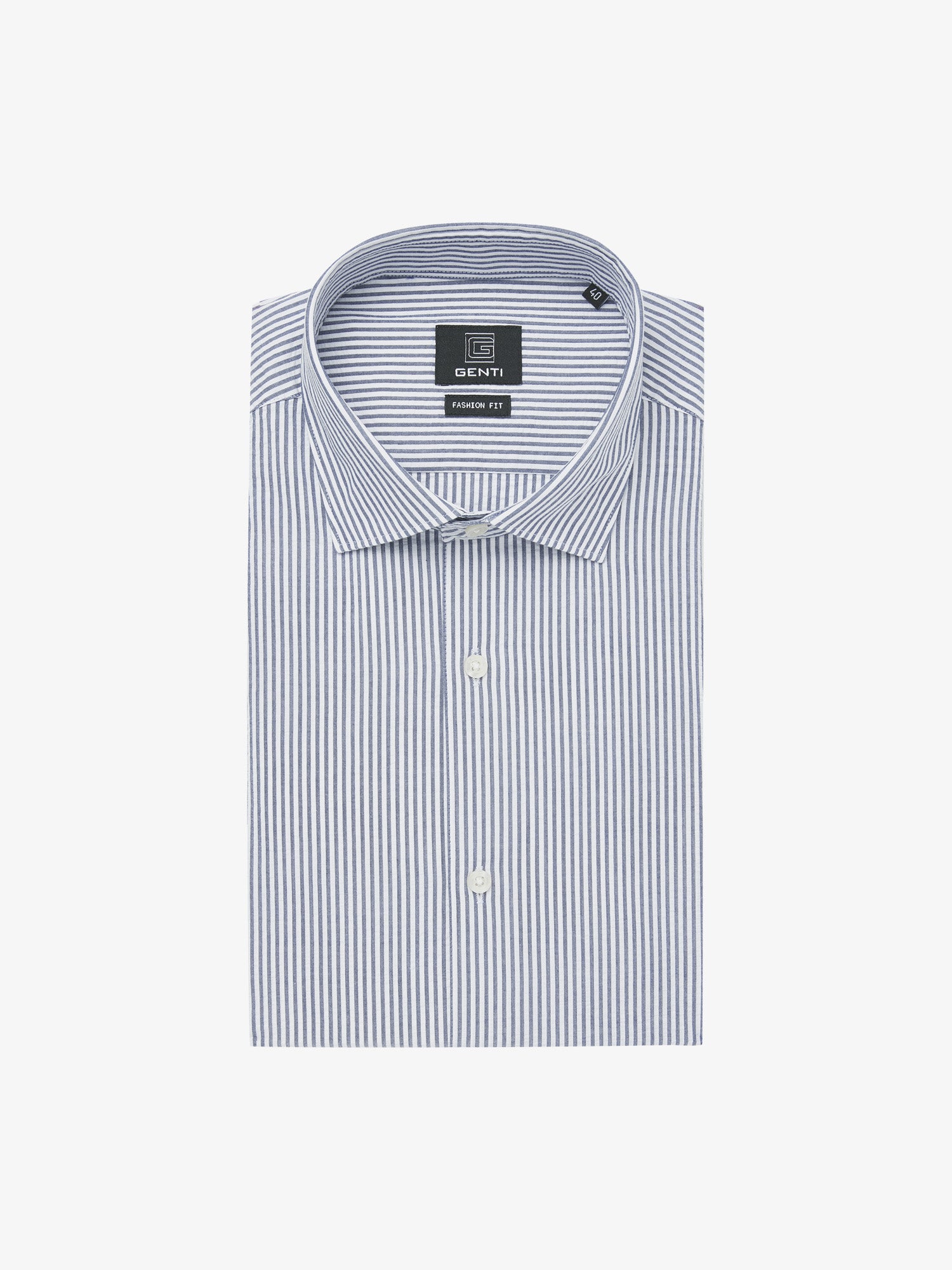 Genti Shirt Linnen - Blauw dessin
