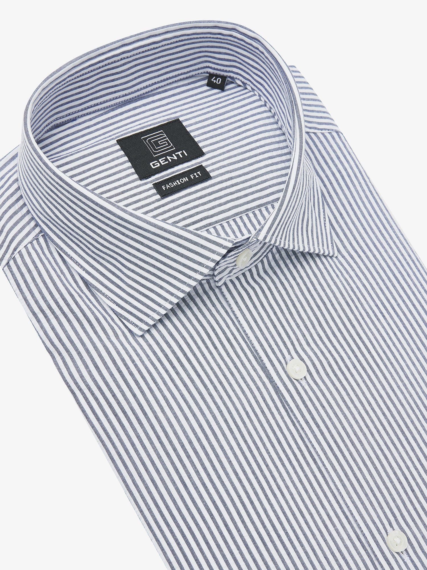 Genti Shirt Linnen - Blauw dessin