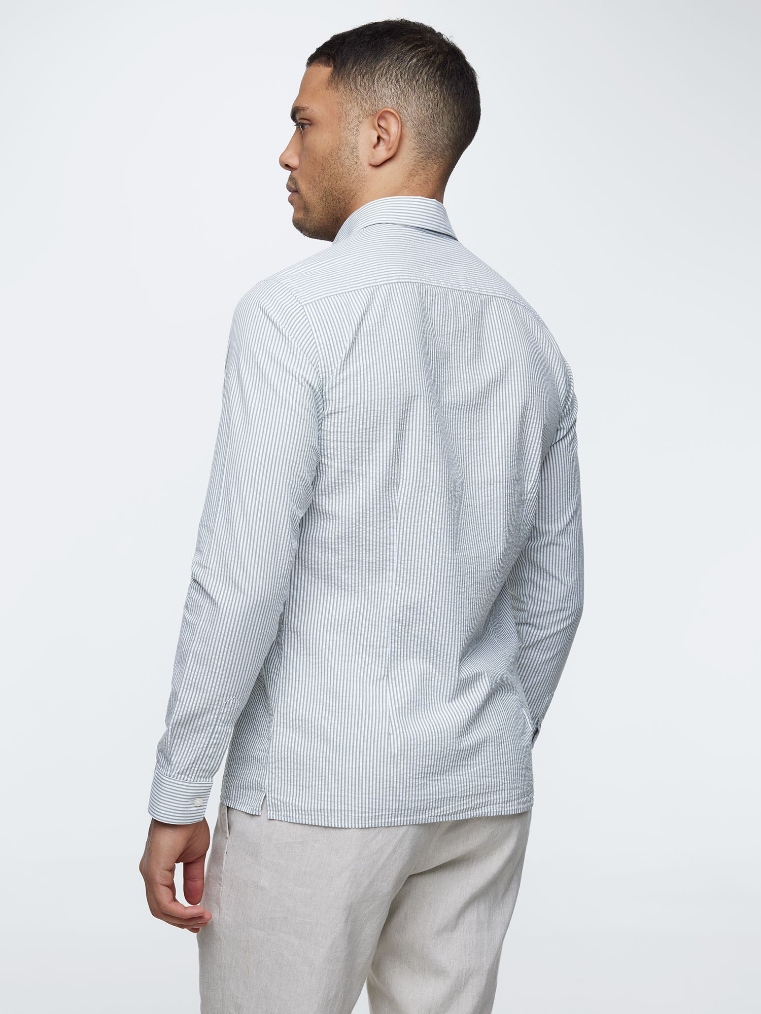 Genti Shirt Linnen - Blauw dessin