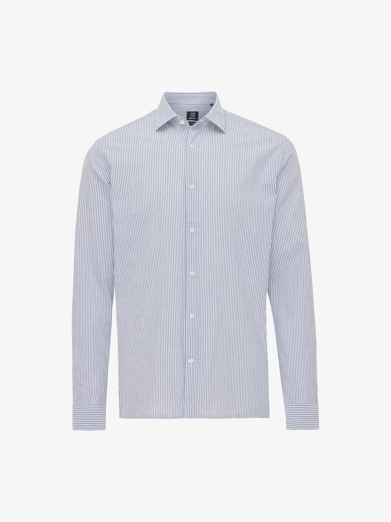 Genti Shirt Linnen - Blauw dessin