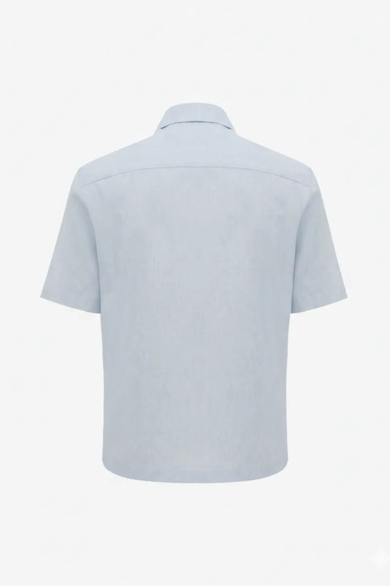 Genti Shirt Korte Mouw - Lichtblauw