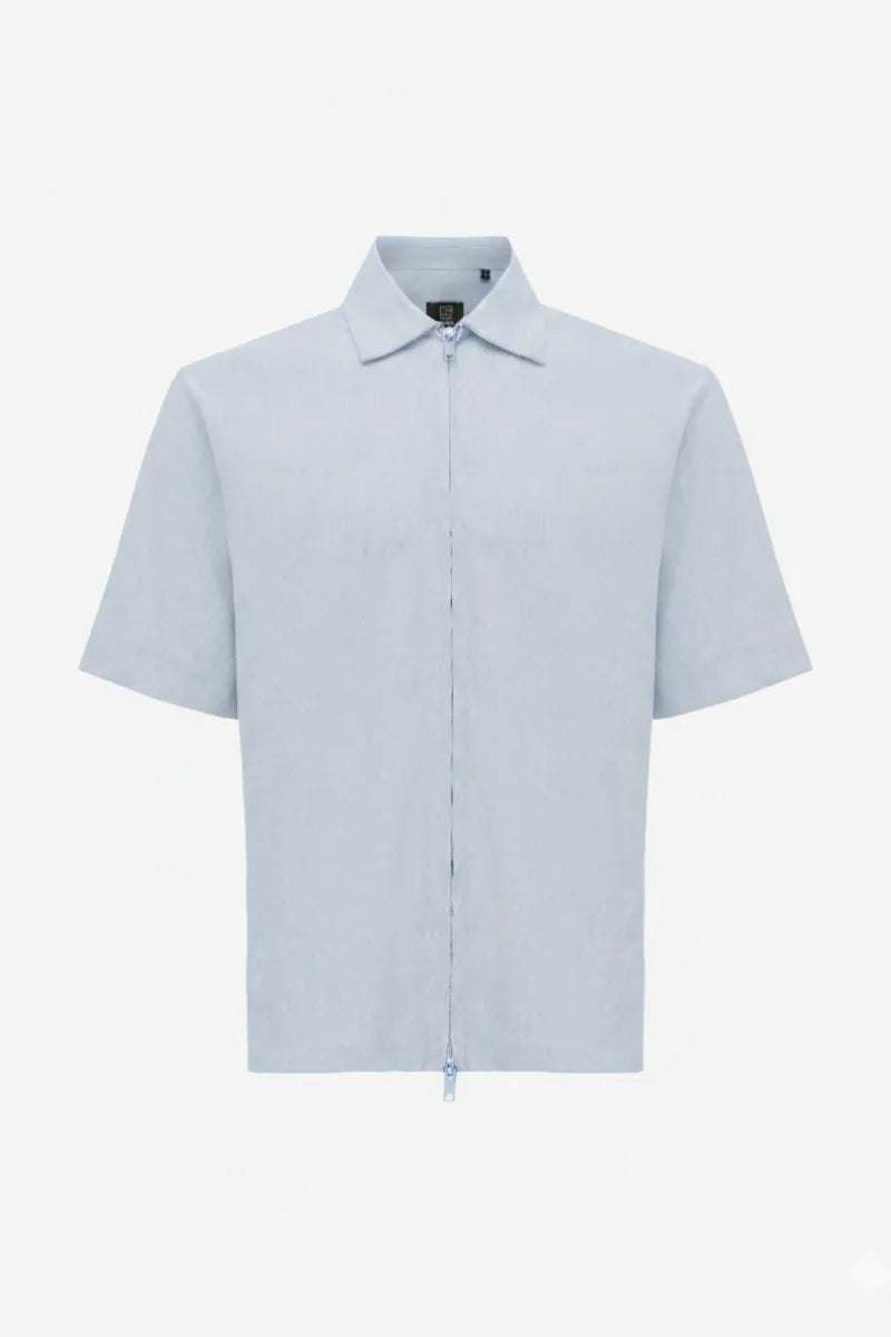 Genti Shirt Korte Mouw - Lichtblauw