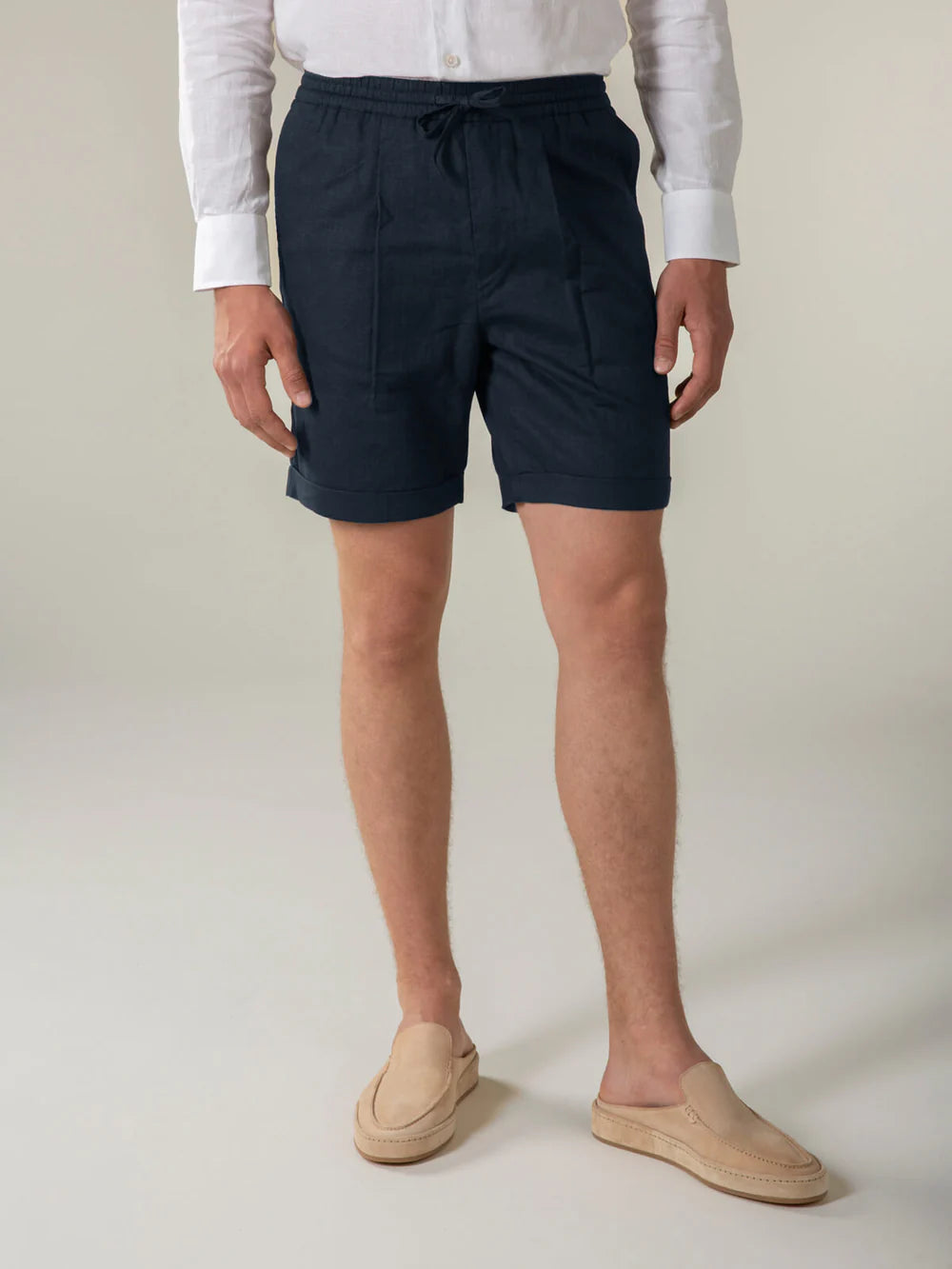 Aurelien linnen Short - Marine blauw