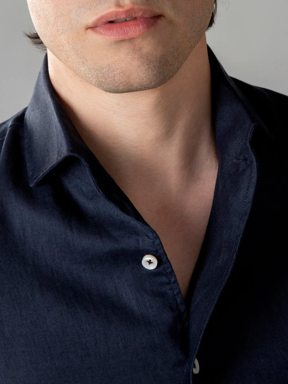 Aurelien Shirt Linnen - Marine blauw
