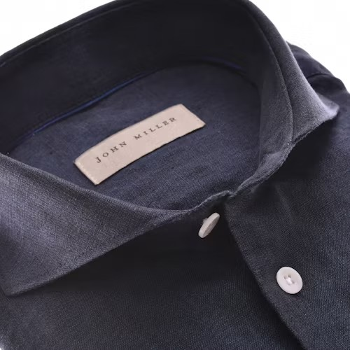 John Miller Shirt Linnen- Marine blauw