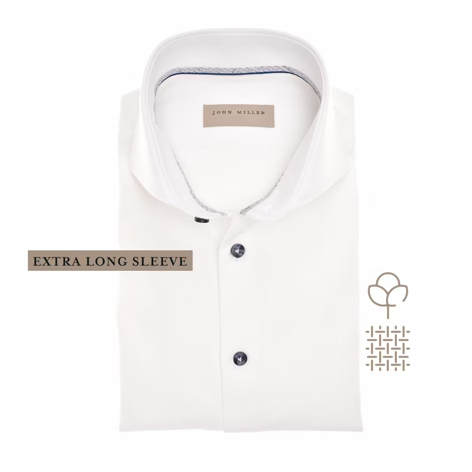 John Miller Shirt Extra Mouwlengte - Ecru