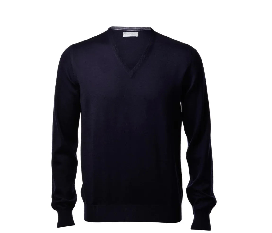 Gran Sasso Gran Sasso Trui V-hals - Marine blauw