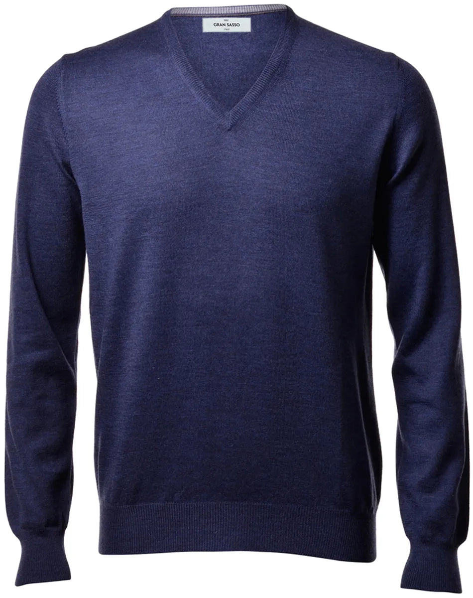 Gran Sasso Gran Sasso Trui V-hals - Raf blauw