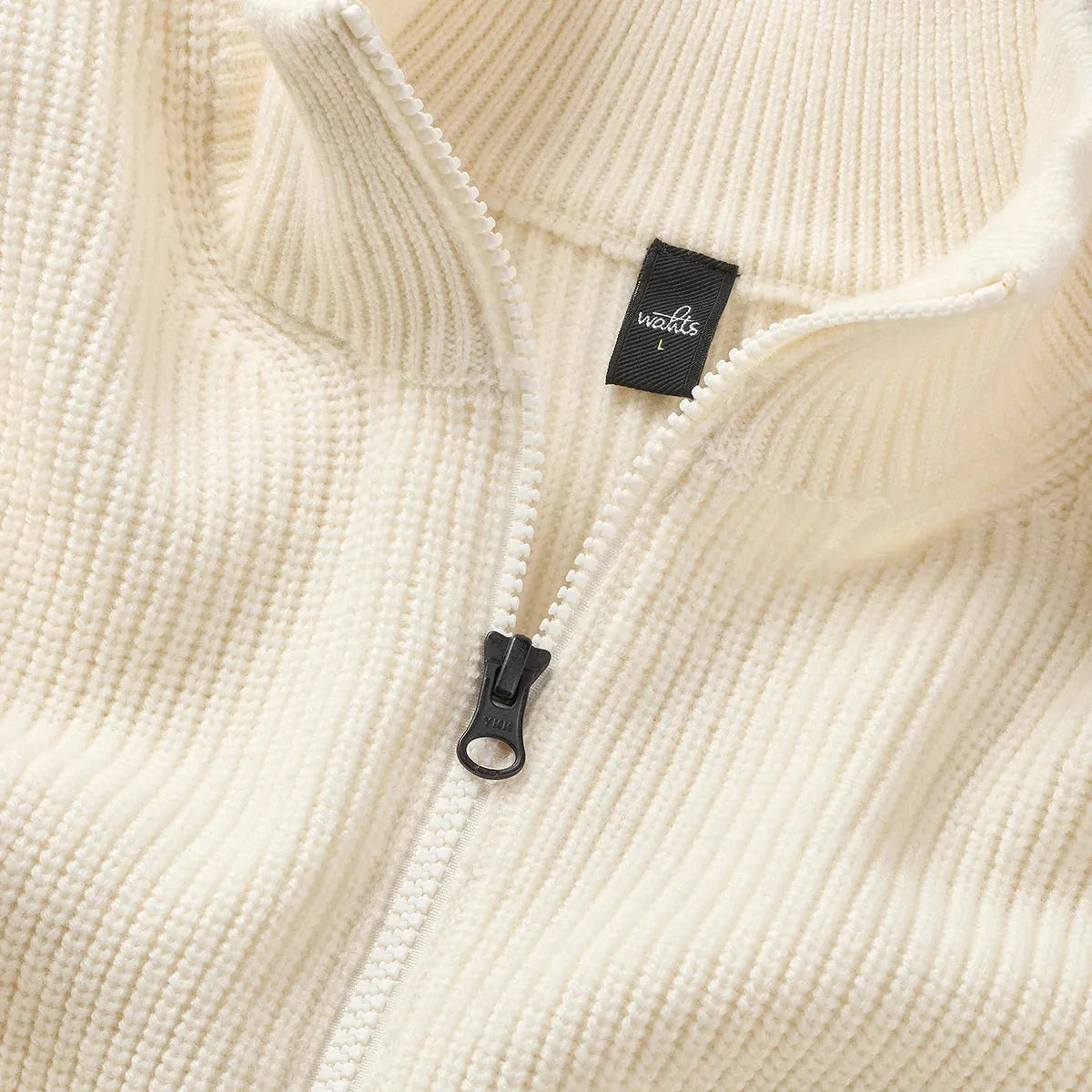 Wahts Wahts Zip Trui Wol - Ecru
