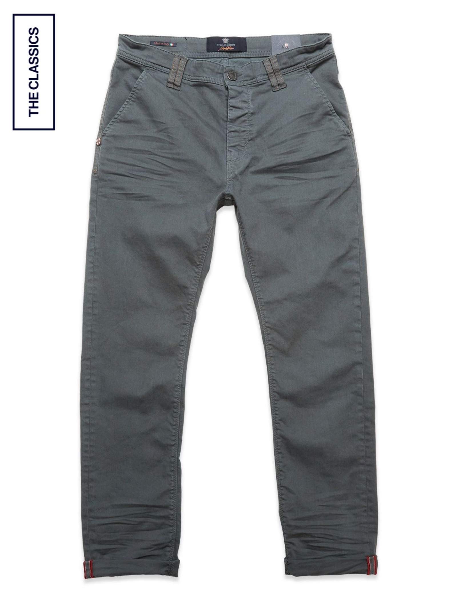 Blue de Genes Menzo dobby chino - Antraciet