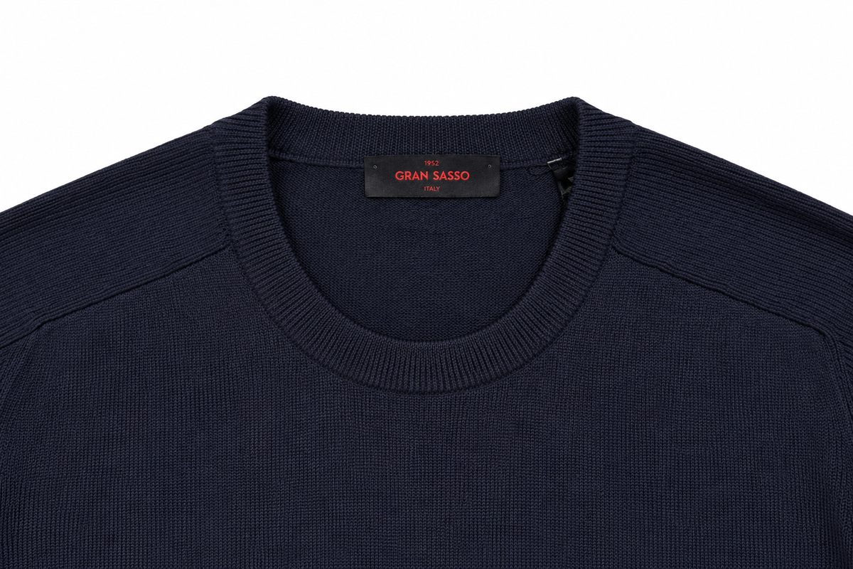 Gran Sasso Trui Ronde Hals - Marine blauw