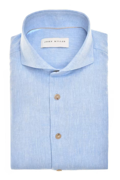 John Miller Shirt Linnen - Lichtblauw