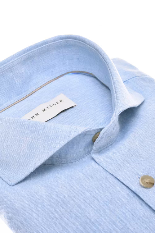 John Miller Shirt Linnen - Lichtblauw