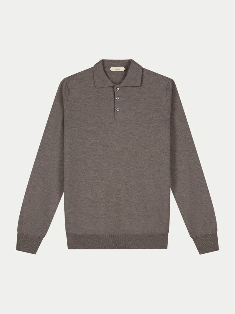 Aurelien Polo Shirt Lange Mouw - Lichtgrijs