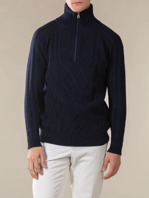 Aurelien Trui Turtle Neck - Marine blauw