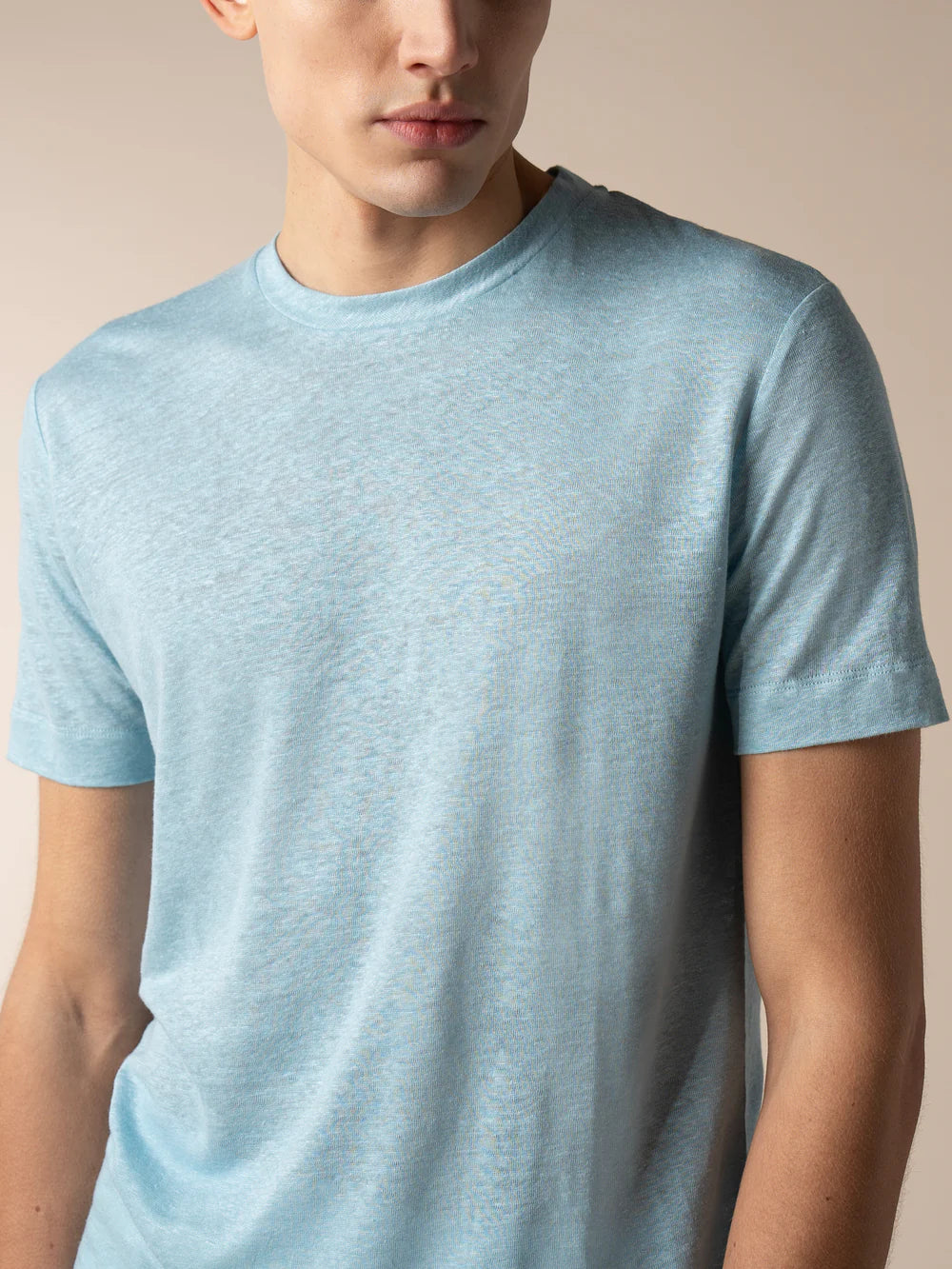 Aurelien T-shirt linnen katoen  - Turquoise