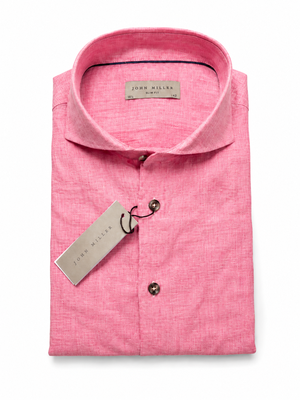 John Miller Shirt slim fit Linnen - Rose