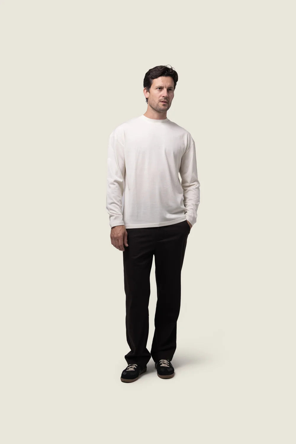 Duquezzi T-shirt Lange Mouw - Ecru