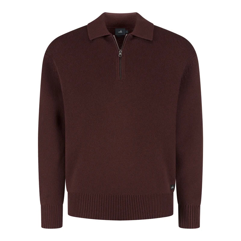 Wahts Trui polo kraag zipp- Bordeaux