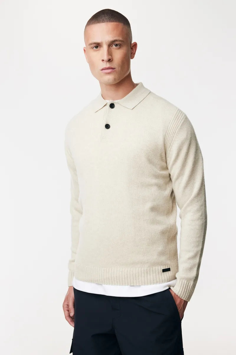 Genti Polo Shirt Lange Mouw - Beige
