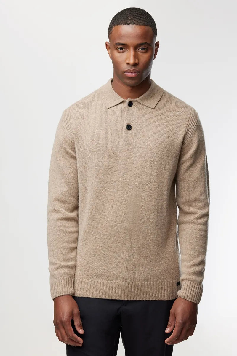 Genti Polo Shirt Lange Mouw - Beige