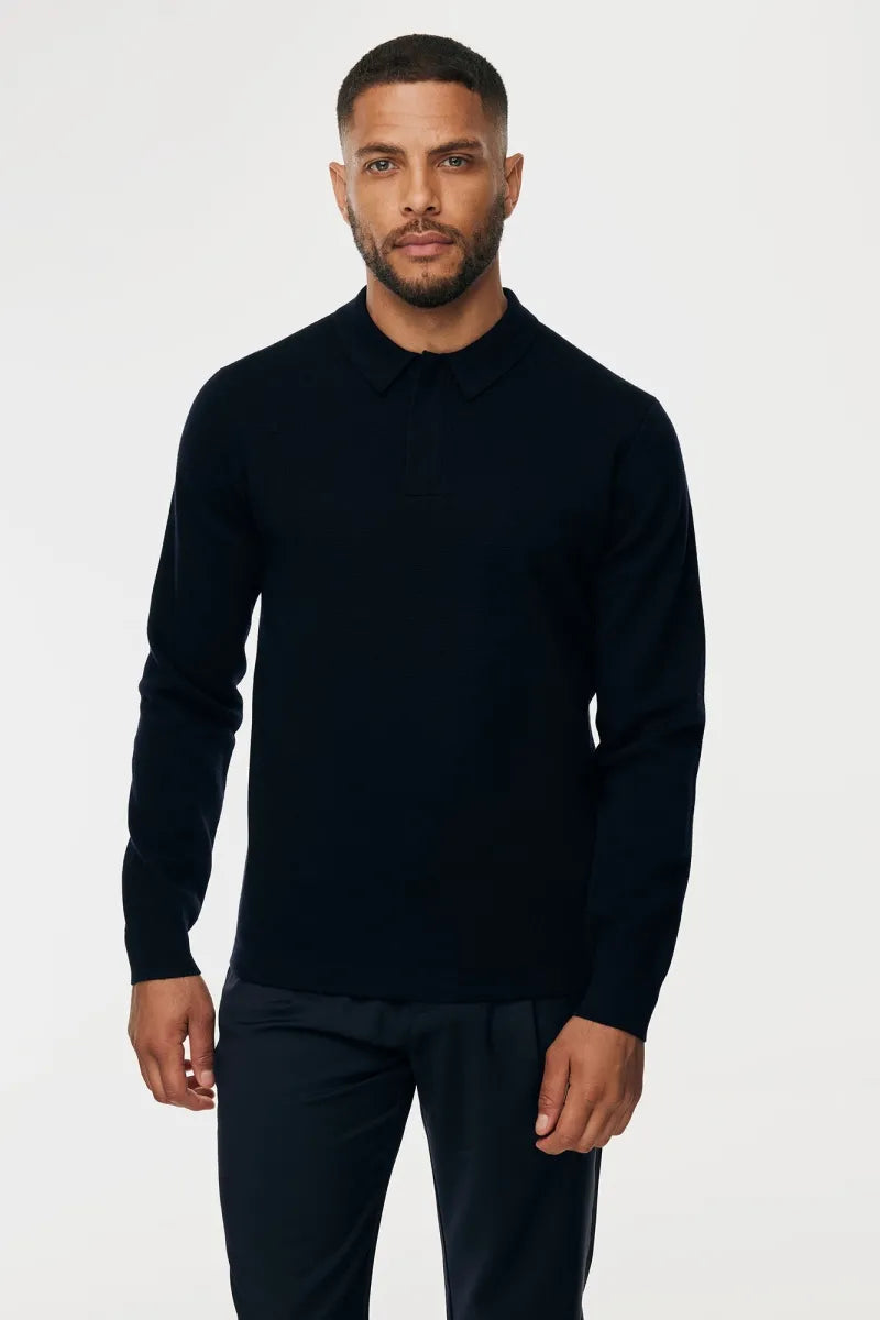 Gentiluomo Polo Shirt Lange Mouw - Marine blauw