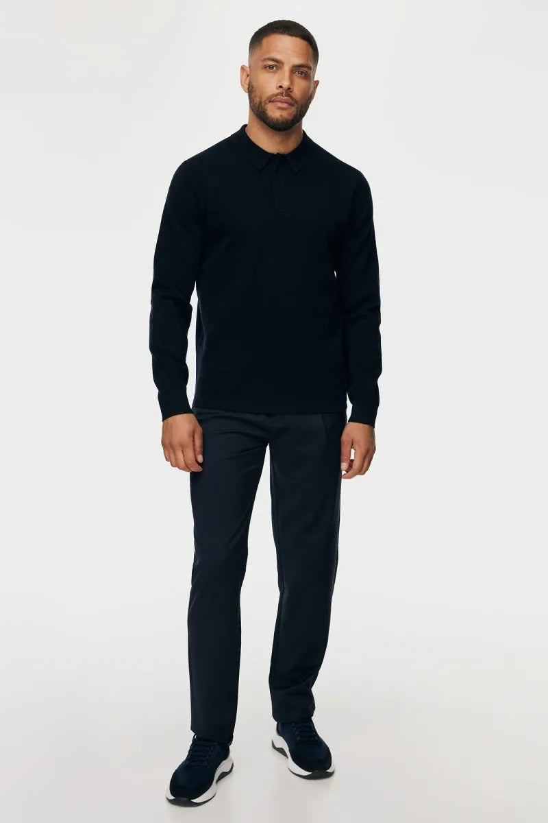 Gentiluomo Polo Shirt Lange Mouw - Marine blauw