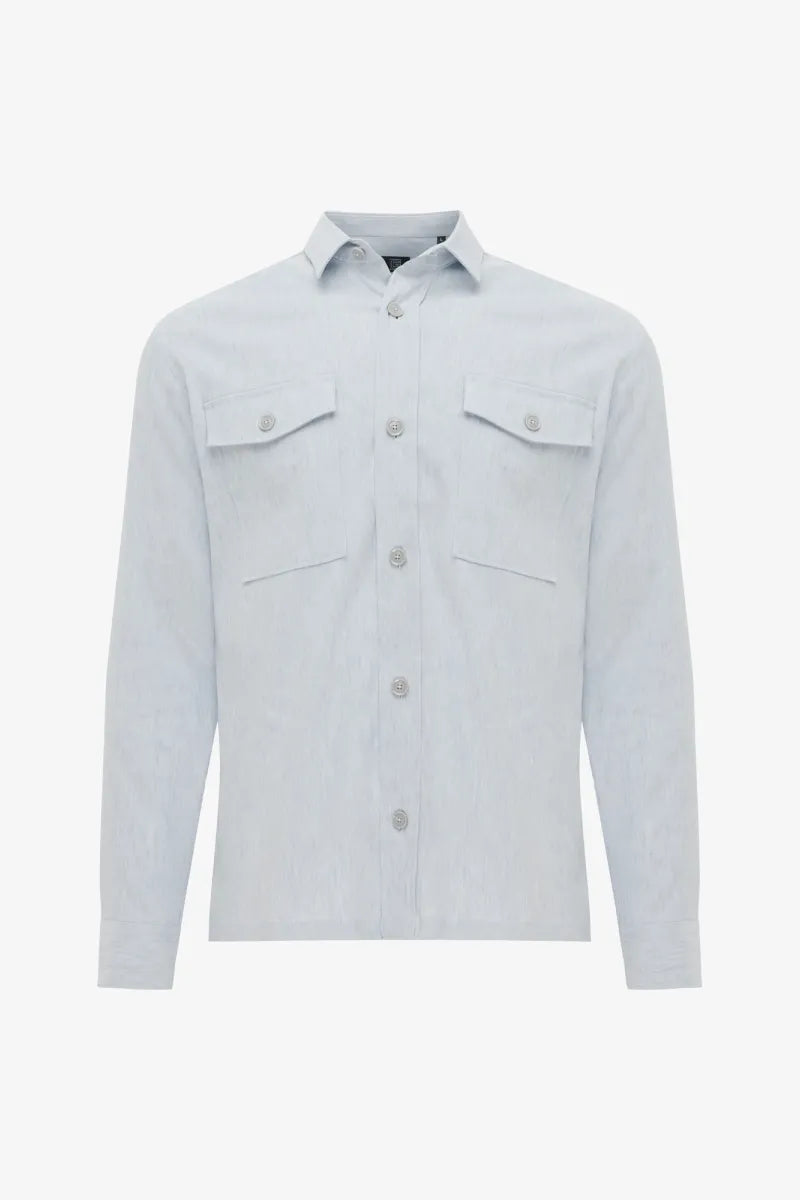 Genti Shirt Linnen - Lichtblauw