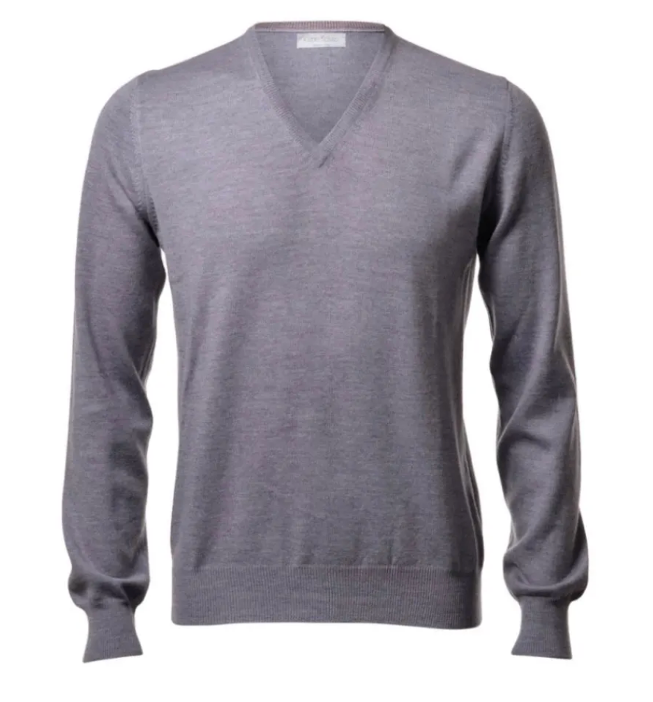Gran Sasso Trui V-hals - Lichtgrijs