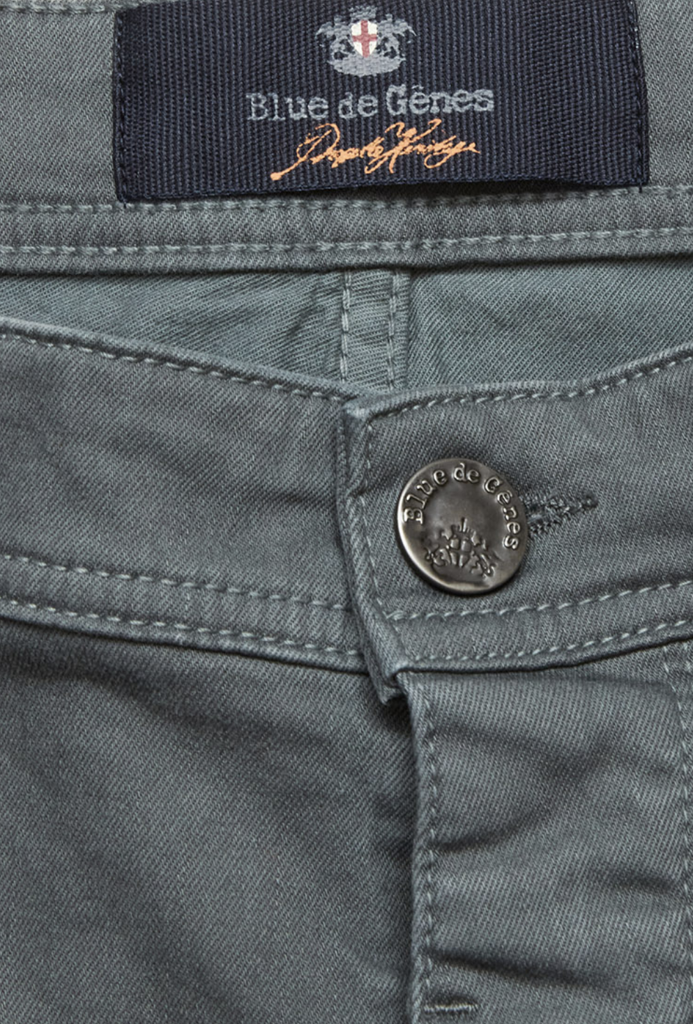 Blue de Genes Menzo dobby chino - Antraciet