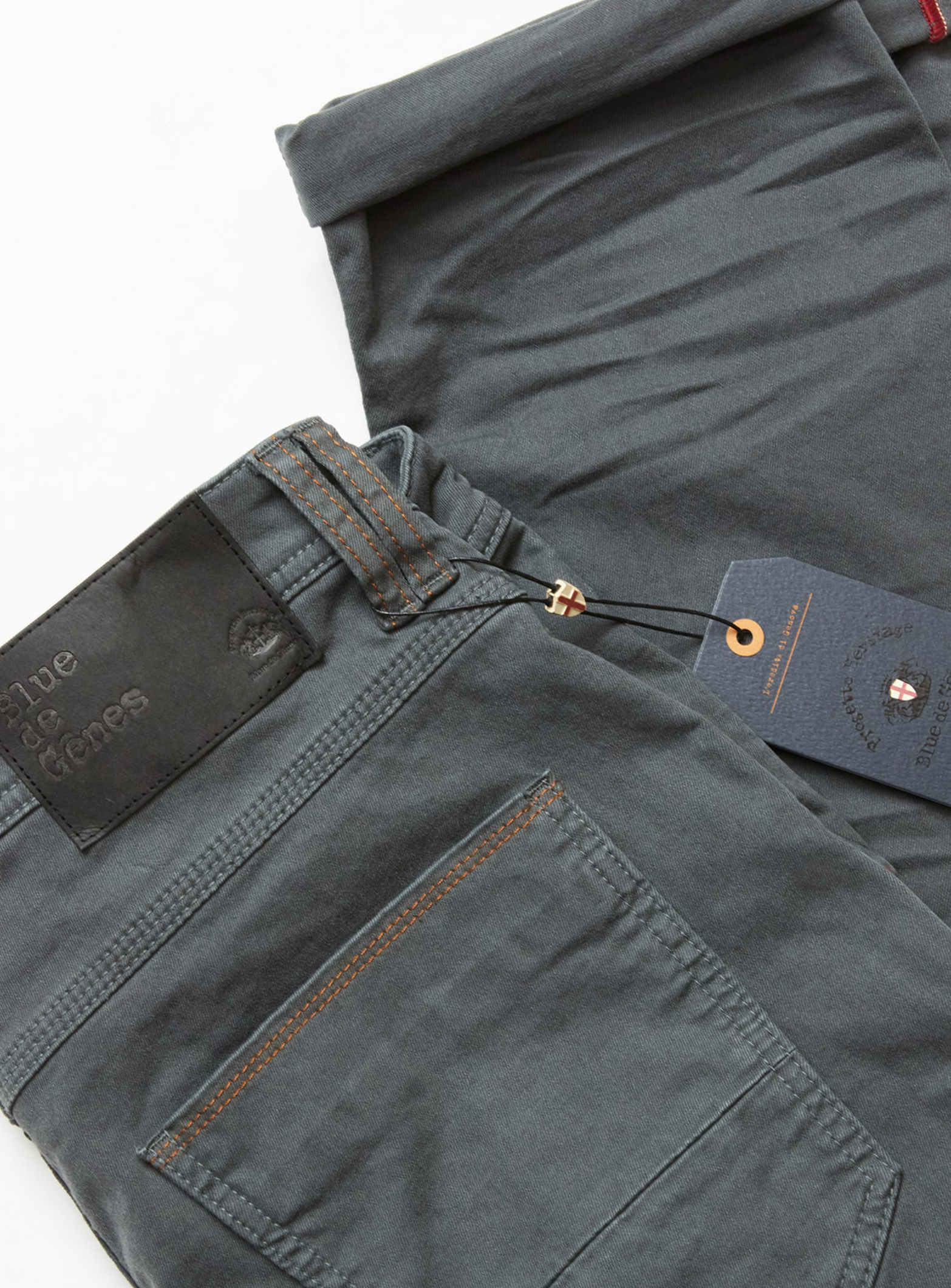 Blue de Genes Menzo dobby chino - Antraciet