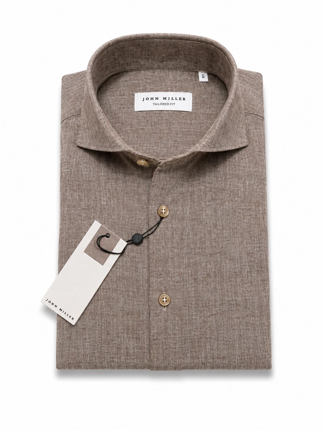 John Miller Shirt Linnen - Bruin