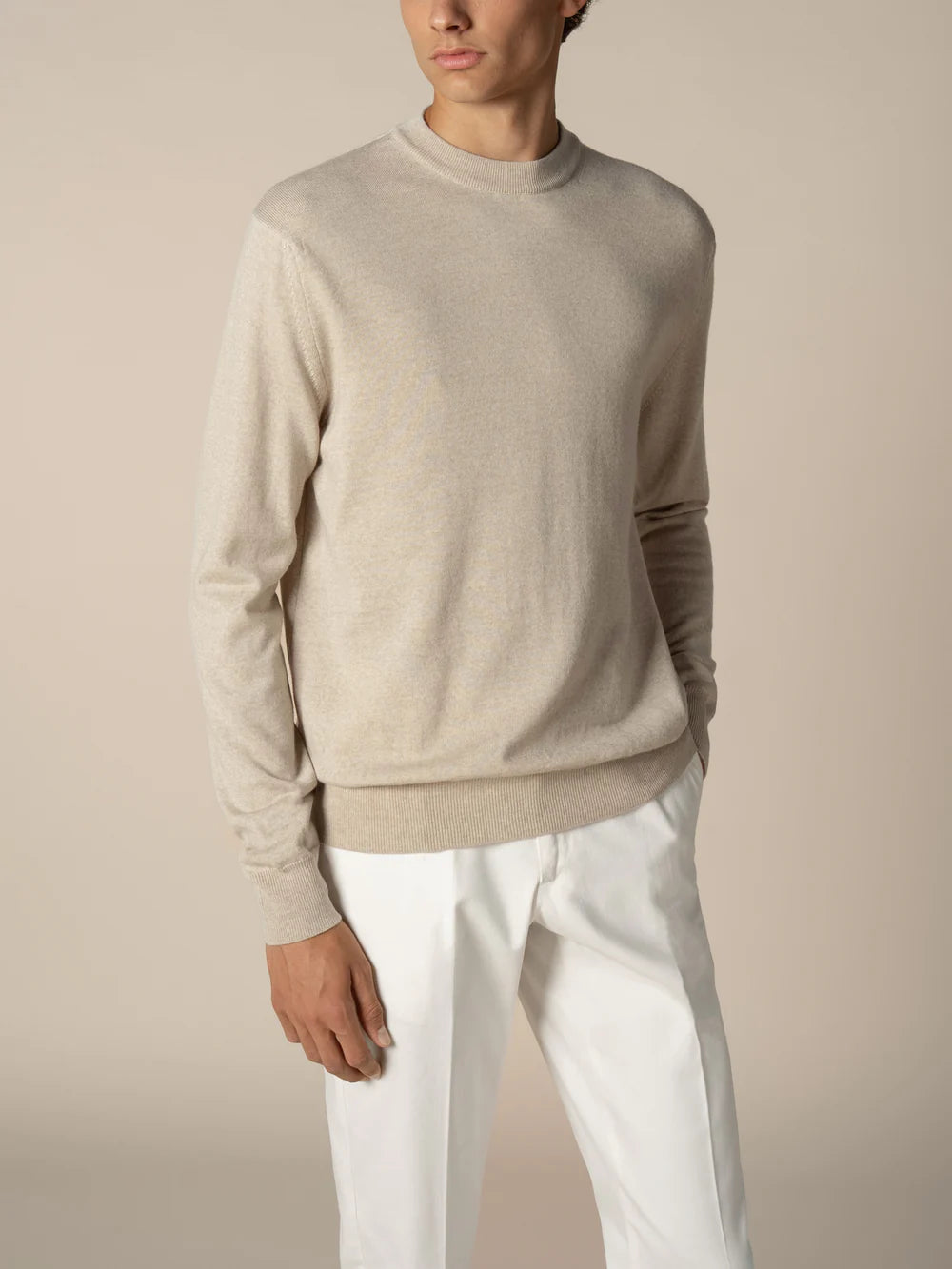 Aurelien Trui Ronde Hals - Ecru