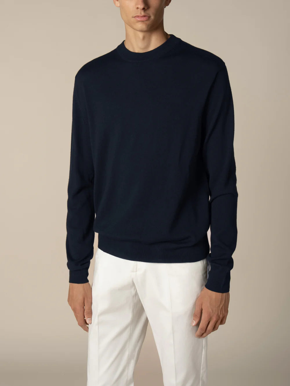 Aurelien Trui Ronde Hals - Marine blauw