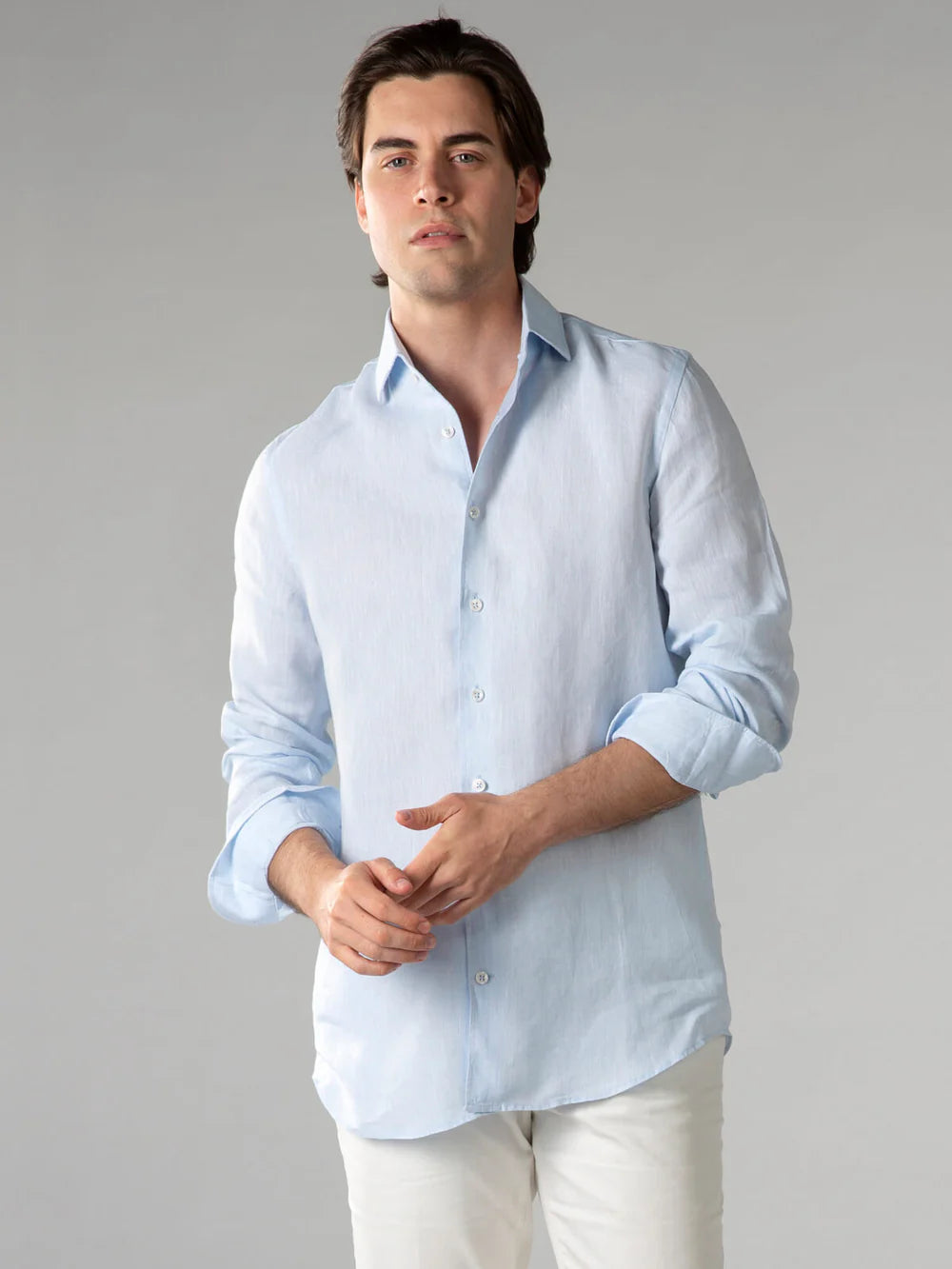 Aurelien Shirt Linnen - Lichtblauw