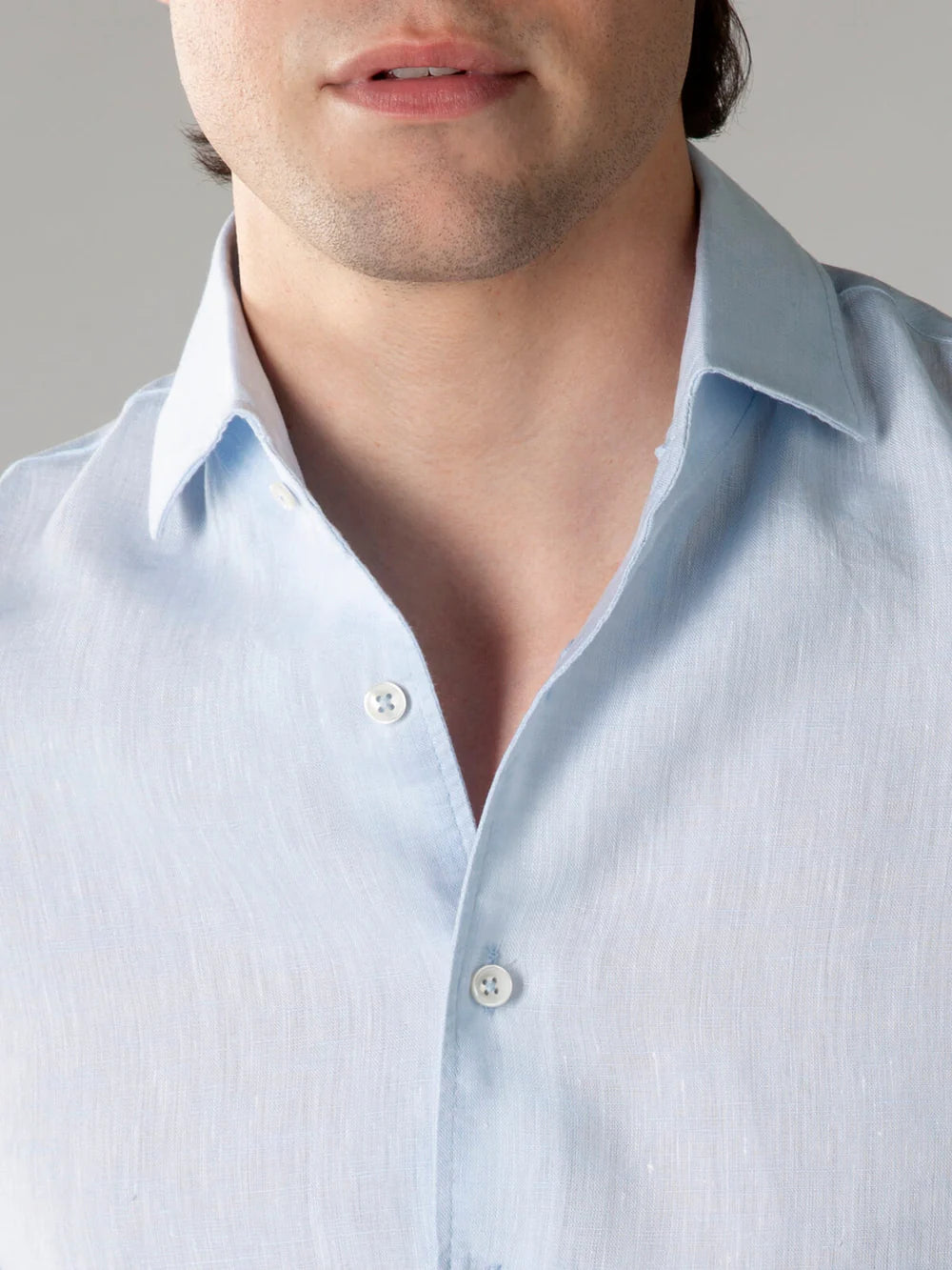 Aurelien Shirt Linnen - Lichtblauw